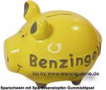 Sparschwein �Benzingeld� gelb� modernes KCG 3D Keramik-Design Ma&szlig;e ca.: L= 12,5 cm