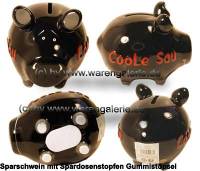 Sparschwein 3D Design �Coole Sau� schwarz Keramik Marke KCG Ma�e ca.: L= 12,5 - Bild vergr��ern 