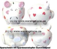 Sparschwein 3D Design �Herzchen-Schwein� wei� mittelgro� Keramik Marke KCG Ma�e ca.: L= 17 cm - Bild vergr��ern 