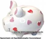 Sparschwein 3D Design Herzchen-Schwein weiß mittelgroß Keramik Marke KCG Maße ca.: L= 17 cm