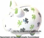 Sparschwein Kleeblatt weiß Design Dekor Keramik Marke KCG Maße ca.: L= 12,5 cm