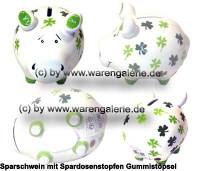Sparschwein Kleeblatt wei Design Dekor Keramik Marke KCG Mae ca.: L= 12,5 cm - Bild vergrern 