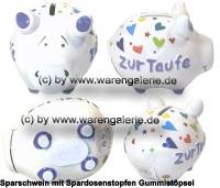 Sparschwein �Zur Taufe� wei� � modernes KCG 3D Keramik-Design Ma�e ca.: L= 12,5 cm - Bild vergr��ern 
