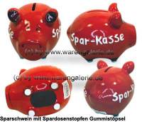 Sparschwein 3D Design Spar-Kasse rot Keramik Marke KCG Mae ca.: L= 12,5 cm - Bild vergrern 
