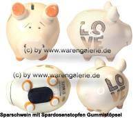 Sparschwein Dekor LOVE Goldedition wei Keramik Marke KCG Mae ca.: L= 12,5 cm - Bild vergrern 