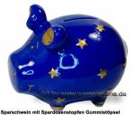 Sparschwein Design Dekor Sternenschwein blau-gold Keramik Marke KCG Maße ca.: L= 12,5 cm