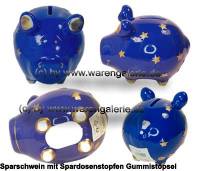 Sparschwein Design Dekor Sternenschwein blau-gold Keramik Marke KCG Ma�e ca.: L= 12,5 cm - Bild vergr��ern 