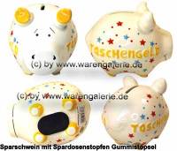 Sparschwein 3D Design Taschengeld wei Keramik Marke KCG Mae ca.: L= 12,5 cm - Bild vergrern 