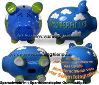 Sparschwein 3D Design Traumerfller blau Keramik Marke KCG Gre whlen Mae ca.: L= 17 cm bis 34 cm - Bild vergrern 