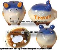Sparschwein 3D Design Travel! bunt Keramik Marke KCG Mae ca.: L= 12,5 cm - Bild vergrern 