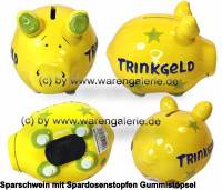 Sparschwein 3D Design Trinkgeld gelb Keramik Marke KCG Mae ca.: L= 12,5 cm - Bild vergrern 