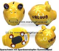 Sparschwein 3D Design Urlaub gelb Keramik Marke KCG Mae ca.: L= 12,5 cm - Bild vergrern 