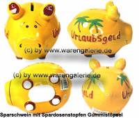 Sparschwein 3D Design Urlaubsgeld orange Keramik Marke KCG Mae ca.: L= 12,5 cm - Bild vergrern 