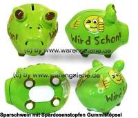 Sparschwein 3D Design Wird Schon! hellgrn Keramik Marke KCG Mae ca.: L= 12,5 cm - Bild vergrern 