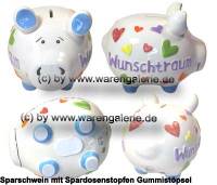 Sparschwein 3D Design �Wunschtraum� wei� mittelgro� Keramik Marke KCG Ma�e ca.: L= 17 cm - Bild vergr��ern 