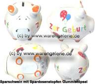 Sparschwein 3D Design Zur Geburt wei� Keramik Marke KCG Ma�e ca.: L= 12,5 cm - Bild vergr��ern 
