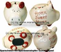 Sparschwein Dekor Design Home Sweet Home wei� Keramik Marke KCG Ma�e ca.: L= 12,5 cm - Bild vergr��ern 