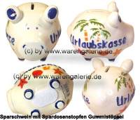 Sparschwein 3D Design Urlaubskasse wei Keramik Marke KCG Mae ca.: L= 12,5 cm - Bild vergrern 