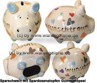 Sparschwein 3D Design Wunschtraum Goldedition wei Keramik Marke KCG Mae ca.: L= 12,5 cm - Bild vergrern 