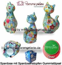 Spardose Spartier Katze Caramel hellblau Keramik Marke Pomme Pidou Mae ca.: H= 22 cm - Bild vergrern 