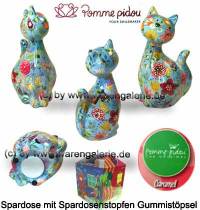 Spardose Spartier Katze Caramel hellblau Keramik Marke Pomme Pidou Ma�e ca.: H= 22 cm - Bild vergr��ern 