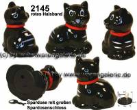 Spardose Katze Katy schwarz mit Spardosenschloss und Spardosenschlssel Mae ca.: H= 13 cm - Bild vergrern 