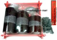 Orientales Kerzenset schwarz drei Kerzen schwarz einer roten Bambusplatte & Deko Mae ca.: H= 22 cm - Bild vergrern 