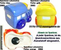 Spardose Lokomotive Keramik Farbvariante auswhlen mit Spardosenschloss Mae ca.: L= 16 cm - Bild vergrern 