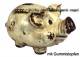 Lachendes Sparschwein mit Backen hellgrau- braun aus Keramik mit Spardosenstopfen Mae ca.: L= 18 cm