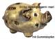 Lachendes Sparschwein mit Backen beige- braun aus Keramik mit Spardosenstopfen Mae ca.: L= 18 cm