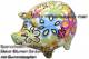 Sparschwein Design Dekor wei bunte Blten Keramik klein Spardosenstopfen Mae: ca.: L= 13 cm