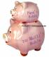 Sparschwein Papa`s Kohle zu Mutti`s Wohle rosa mit Spardosenstopfen Gummstpsel Mae ca.: L= 17,5 cm