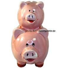 Sparschwein Papa`s Kohle zu Mutti`s Wohle rosa mit Spardosenstopfen Gummstpsel Mae ca.: L= 17,5 cm - Bild vergrern 