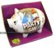 Themen Sparschwein Partysau Keramik wei/ buntes Dekor mit Spardosenstopfen Mae ca.: L= 13 cm
