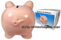 Sparschwein Beschriftung Mutters Schwarzgeld rosa mit Spardosenschloss Schl�ssel Ma�e ca.: L= 13 cm - Bild vergr��ern 