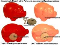 Sparschwein Einfach Kunststoff Variante und Farbe whlen mit oder ohne Schloss Mae ca.: L= 16 cm - Bild vergrern 