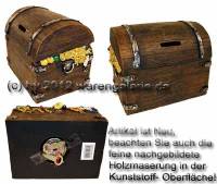 Spardose Schatz - Truhe mit 3D Aufschrift und einfachen Metall- Spardosenschloss Mae ca.: B= 15 cm - Bild vergrern 