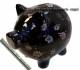 Sparschwein Dekor Blumen schwarz mit wei/ bunten Blten Keramik und Schloss Mae ca.: L= 20 cm 