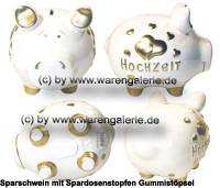 Sparschwein 3D Design Hochzeit wei mittelgro Keramik Marke KCG Mae ca.: L= 17 cm - Bild vergrern 