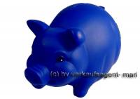 Sparschwein Kleeblatt in blau Glcksbringer aus Kunststoff mit Spardosenschloss Mae ca.: L= 17 cm - Bild vergrern 