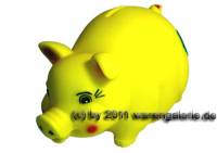 Sparschwein Kleeblatt in gelb Glcksbringer aus Kunststoff mit Spardosenschloss Mae ca.: L= 17 cm - Bild vergrern 