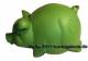 Sparschwein Kleeblatt in grn Glcksbringer aus Kunststoff mit Spardosenschloss Mae ca.: L= 17 cm