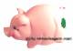 Sparschwein Kleeblatt in rosa Glcksbringer aus Kunststoff mit Spardosenschloss Mae ca.: L= 17 cm