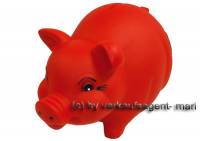 Sparschwein Kleeblatt in rot Glcksbringer aus Kunststoff mit Spardosenschloss Mae ca.: L= 17 cm - Bild vergrern 