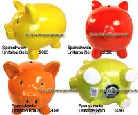 Sparschwein Unifarbe Keramik Farbvariante whlen mit Spardosenschloss & Schlssel Mae ca.: L= 21 cm - Bild vergrern 
