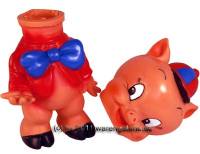 Spardose Sparschwein Schweinchen mit Hut und Fliege aus weichem Kunststoff Mae ca.: H= 20 cm - Bild vergrern 