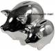 Doppel- Sparschwein Silber mit Spiegel- Effekt Keramik mit Spardosenstopfen Mae ca.: L= 18 cm