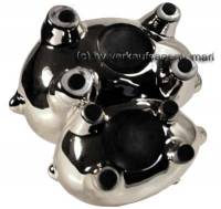 Doppel- Sparschwein Silber mit Spiegel- Effekt Keramik mit Spardosenstopfen Mae ca.: L= 18 cm - Bild vergrern 