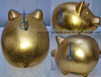 Sparschwein Gold Farbe aus Ton mit Spardosenschloss Mae ca.: L= 17 cm ! Sonderverkauf ! 137a - Bild vergrern 