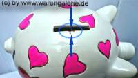 Sparschwein Design Herz wei -I love you- Keramik mit Schloss Mae ca: 16 cm ! Sonderverkauf ! 212a - Bild vergrern 